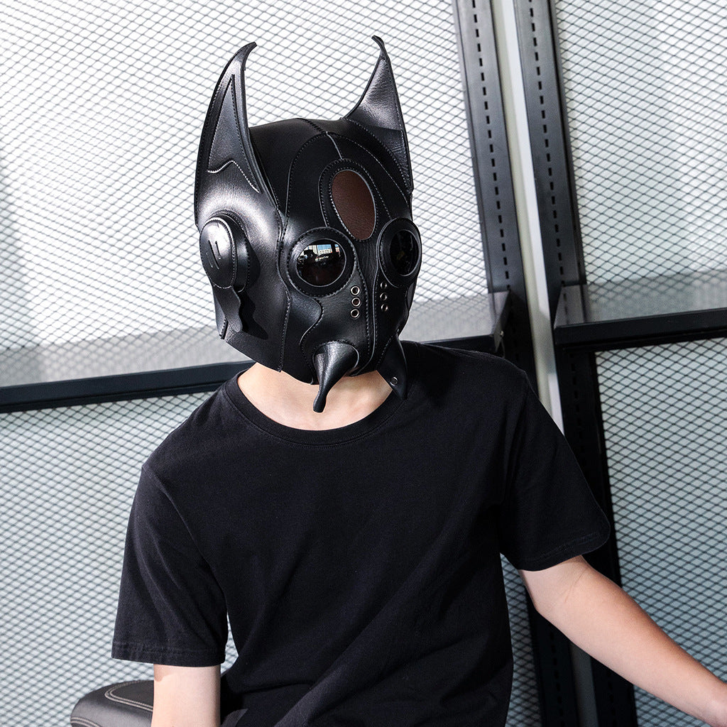 Steampunk Leather Plague Mask | Retro Cyberpunk Gas Mask Helmet for Cosplay & Halloween Party